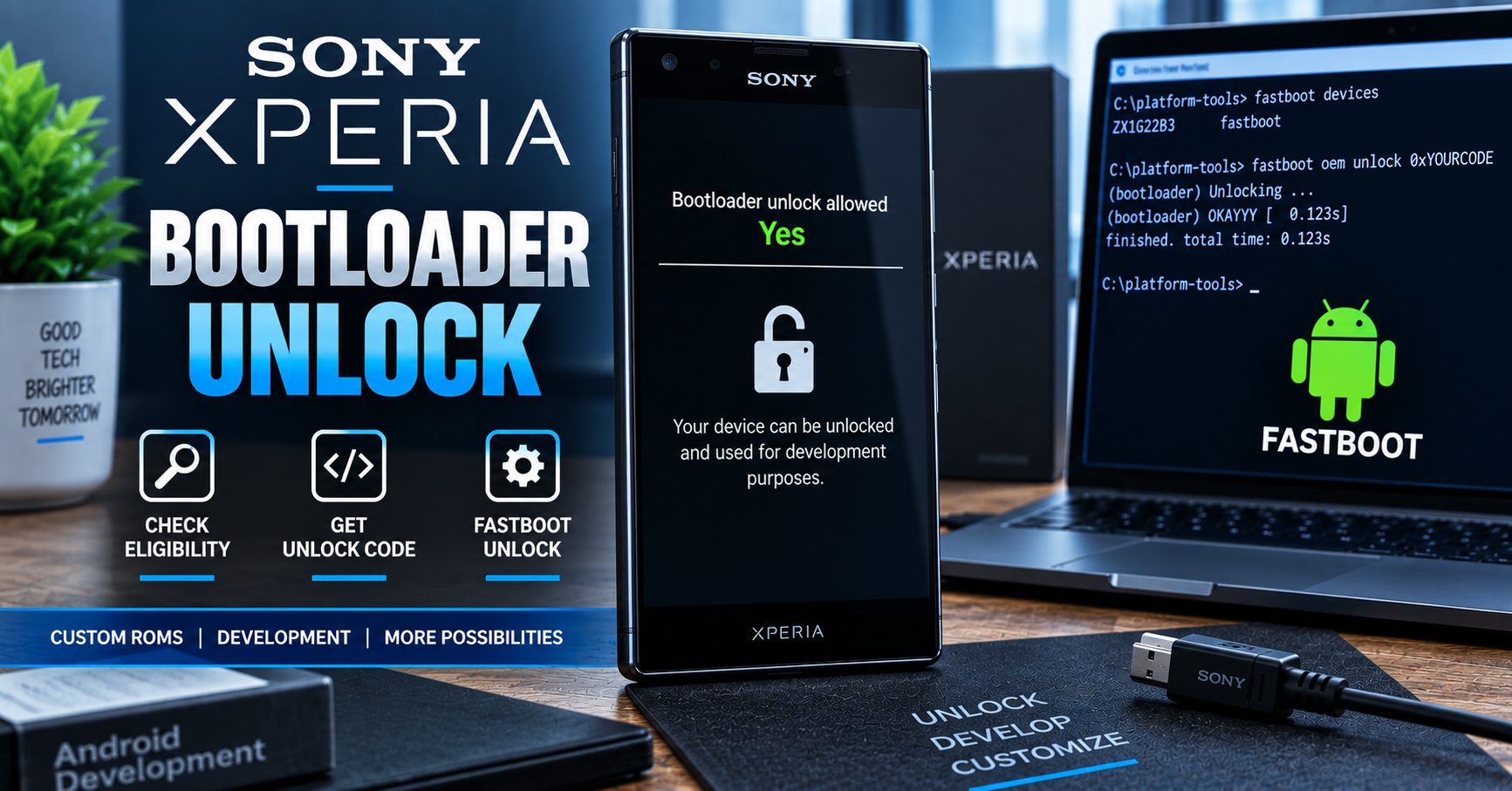 Sony Xperia bootloader unlock with Fastboot and bootloader eligibility check