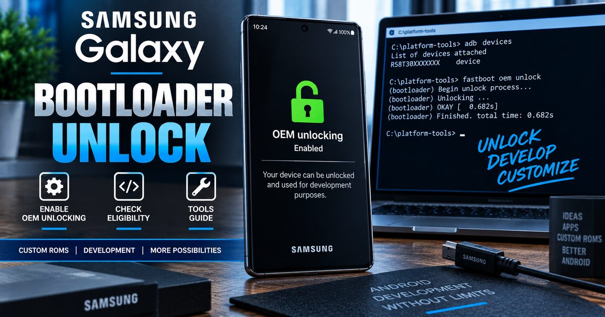 Samsung Galaxy bootloader unlock with OEM unlocking and Android development tools