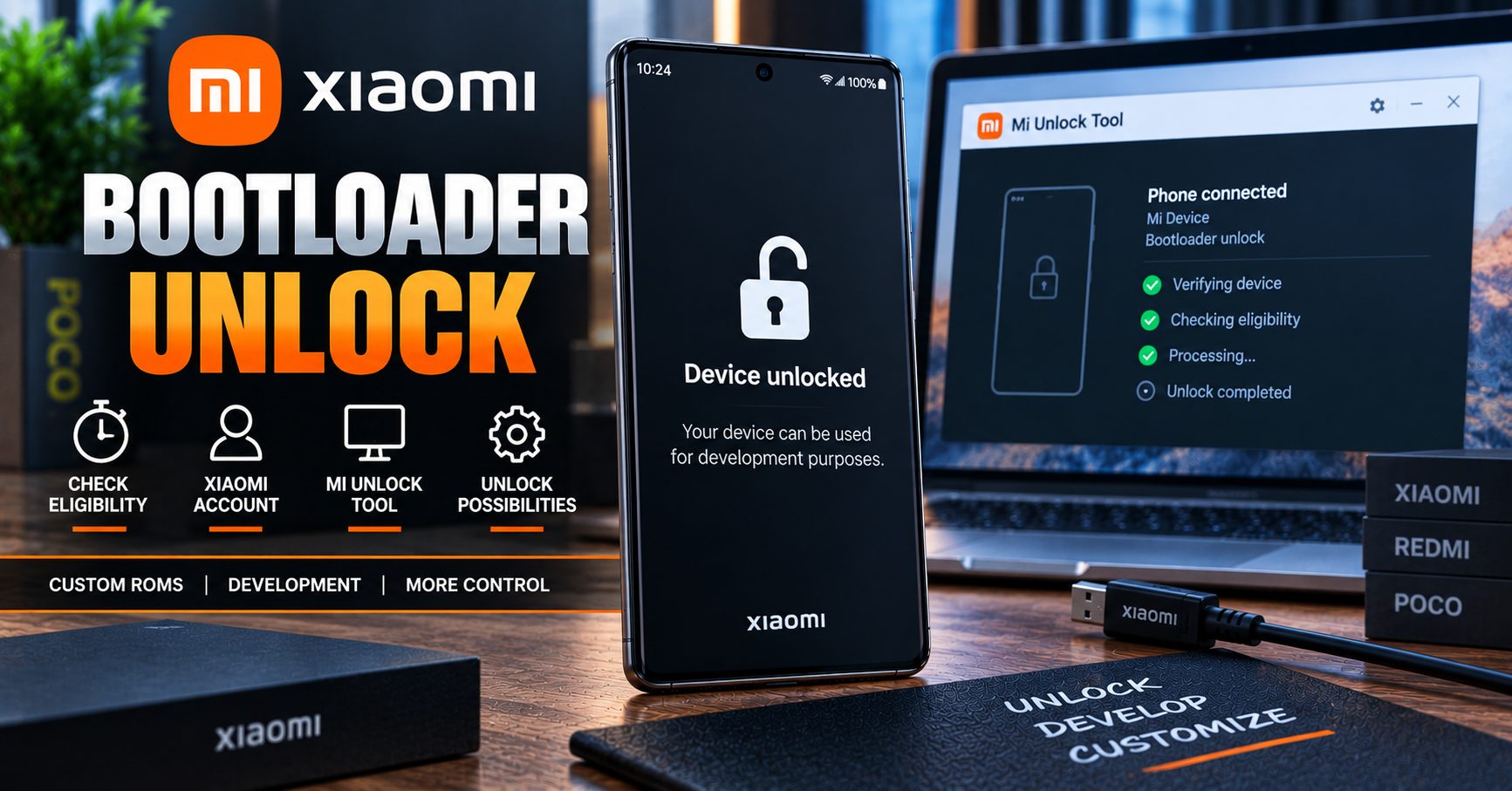 Xiaomi bootloader unlock with HyperOS waiting time and Mi Unlock Tool