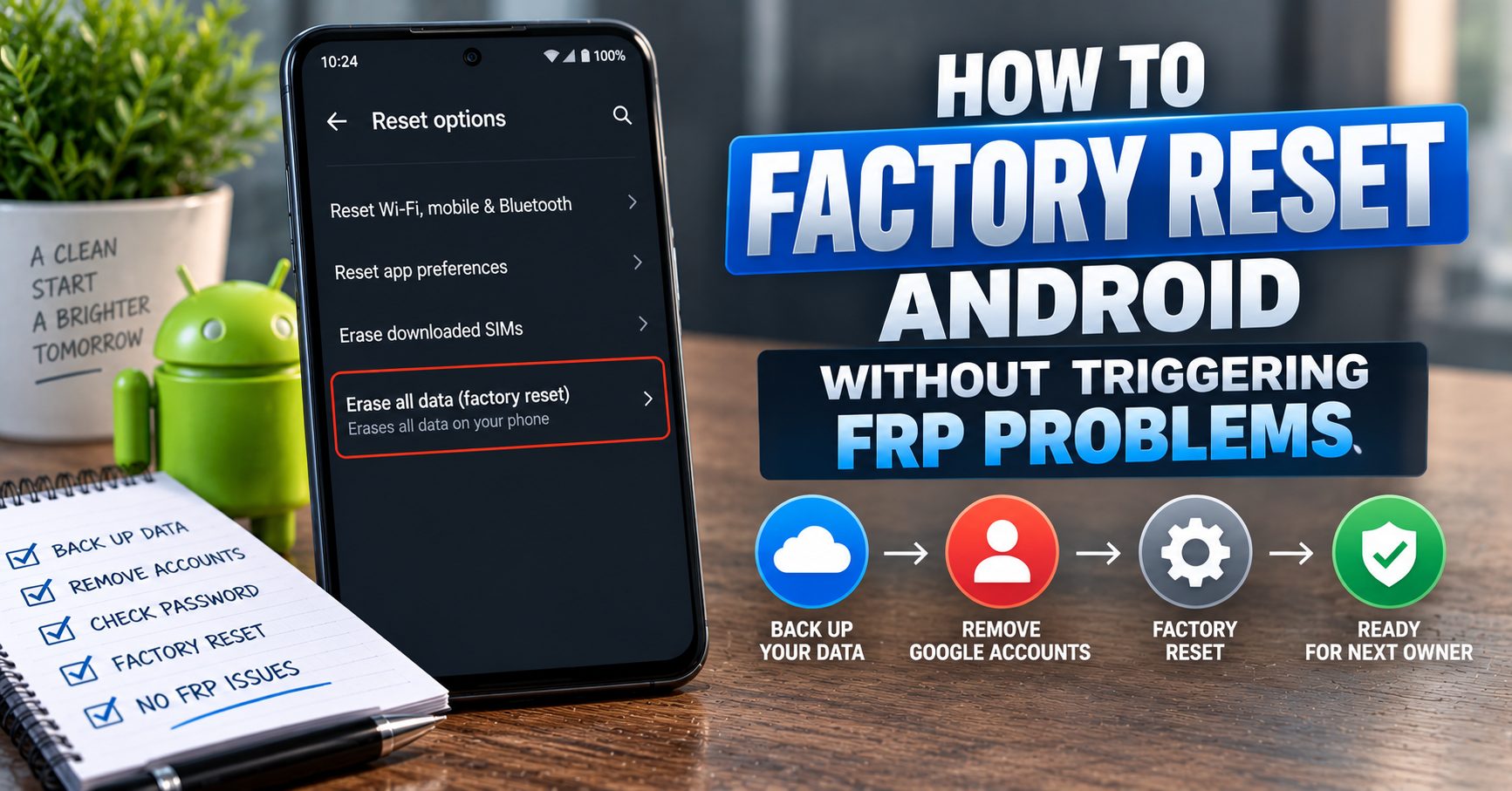 How to factory reset an Android phone without FRP problems