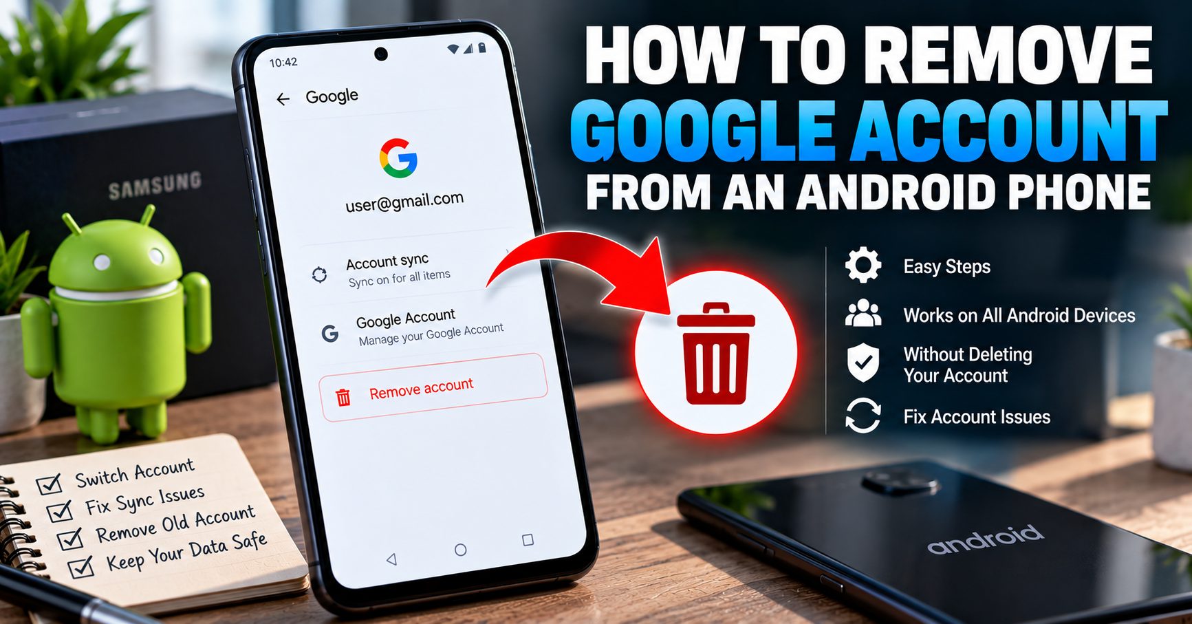How to remove a Google account from an Android phone
